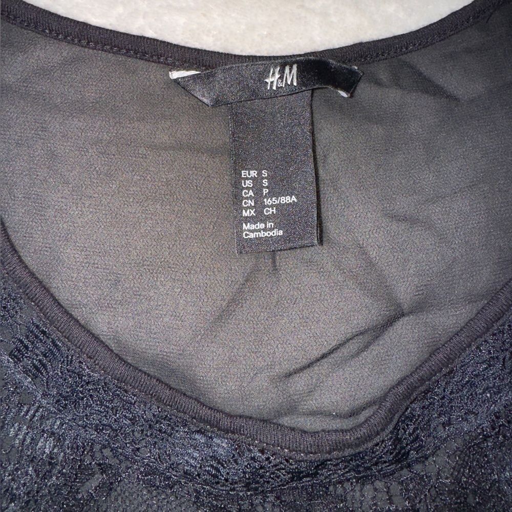 H&M Rayon & Sheer Chiffon Net Upper Chest & Back Tank Top, Black, Women’s Sz S - Picture 8 of 9